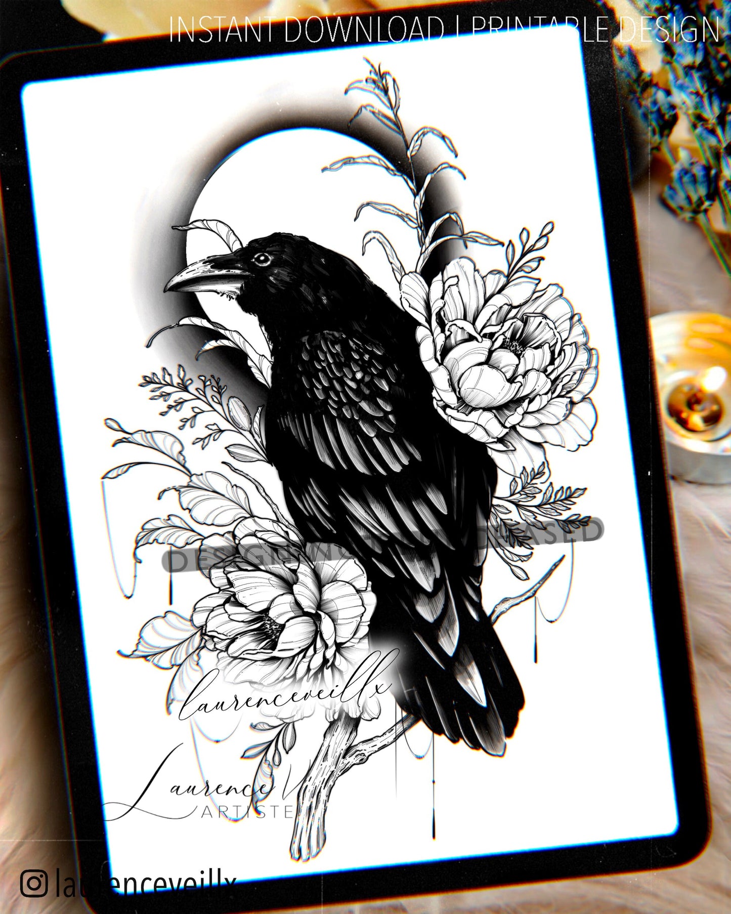 Raven Peonies and widflowers - LaurenceVartiste