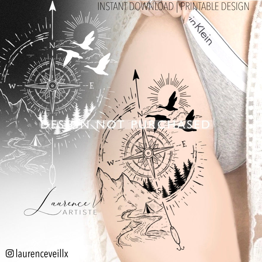 Compass and Nature Landscape - LaurenceVartiste