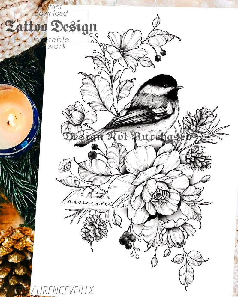 Bird Rose and Branches - LaurenceVartiste