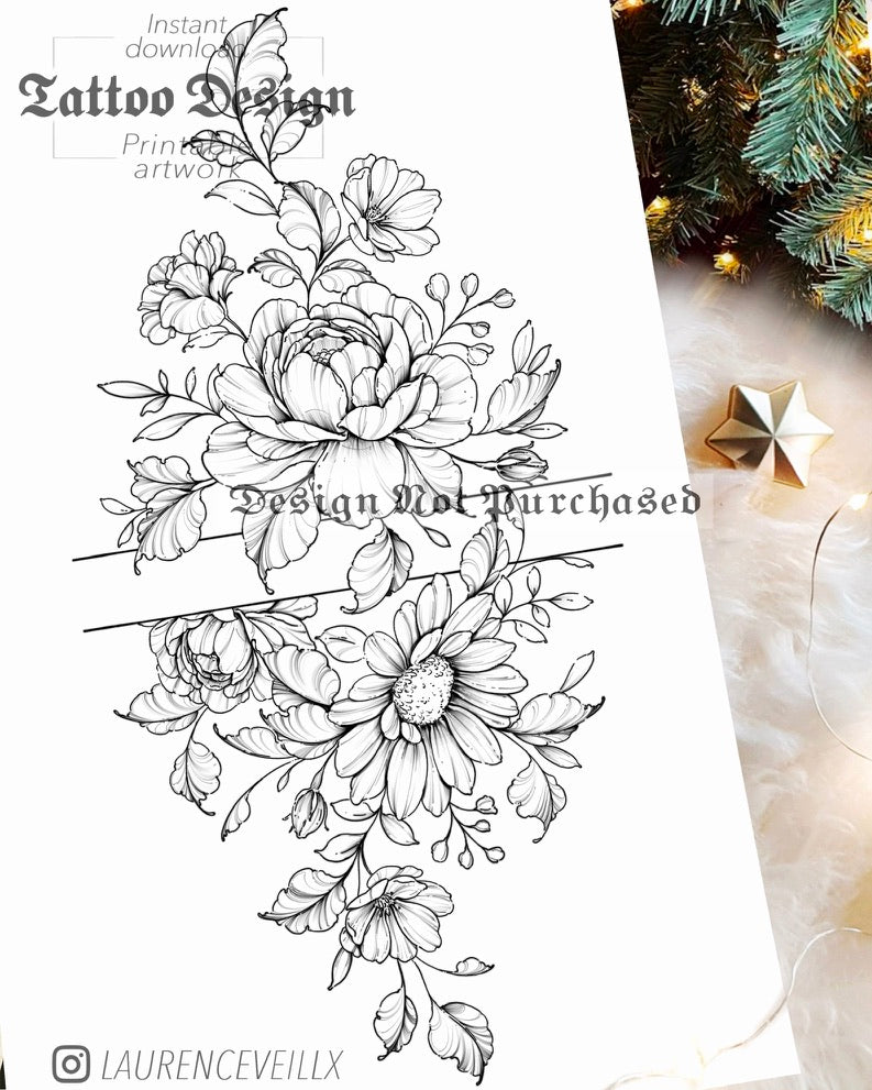 Peony Daisy and Leaves - LaurenceVartiste