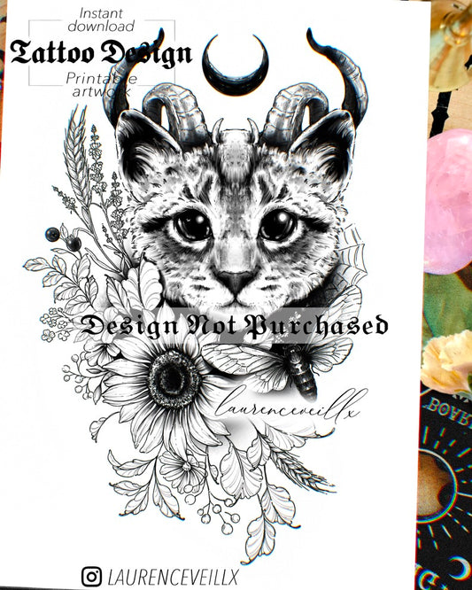 Satanic Cat Sunflower and Insect - LaurenceVartiste