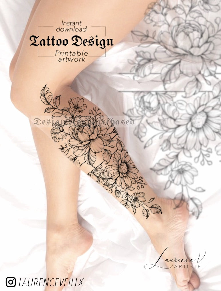 Peony Daisy and Leaves - LaurenceVartiste