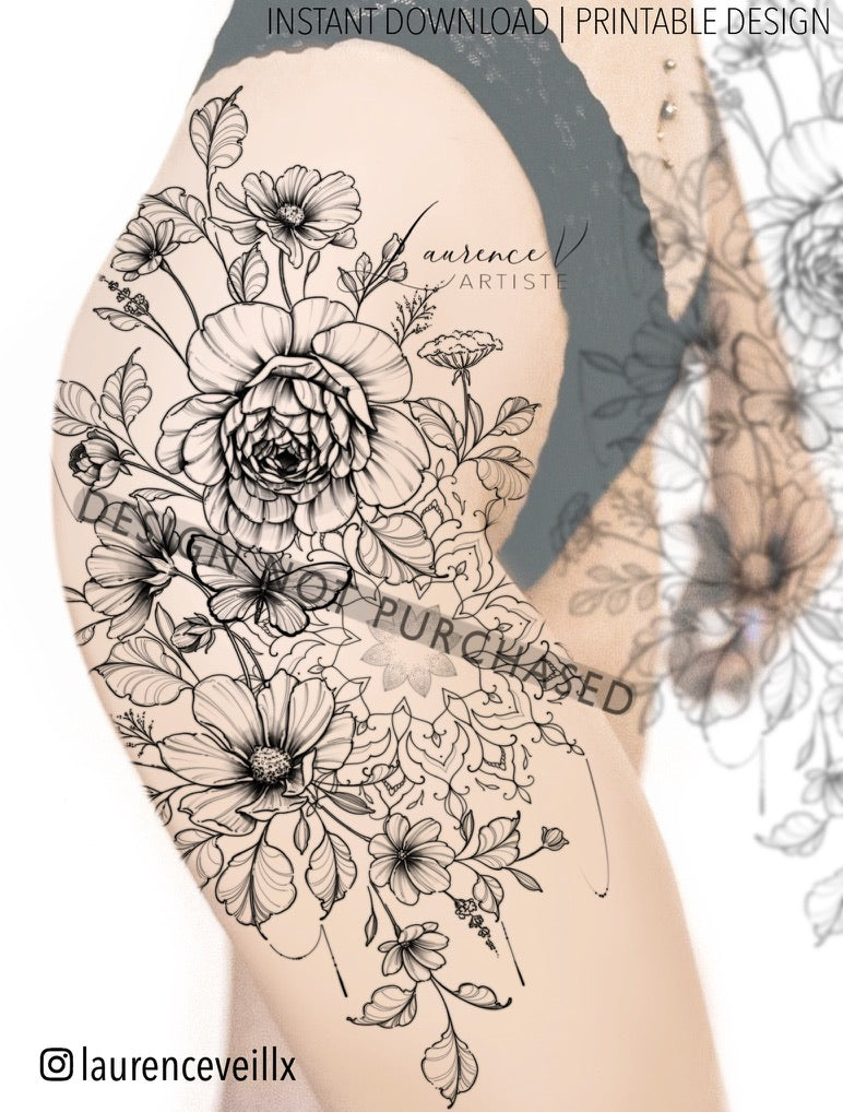 Peony Mandala Wildflowers - LaurenceVartiste