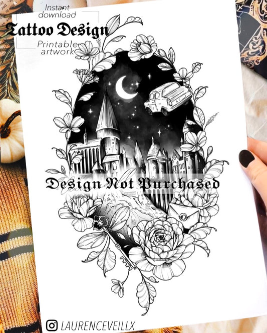 Wizard School Flying Key and Roses - LaurenceVartiste