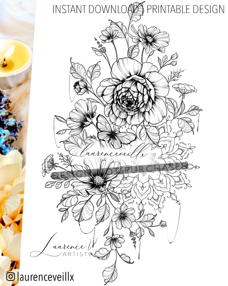 Peony Mandala Wildflowers - LaurenceVartiste