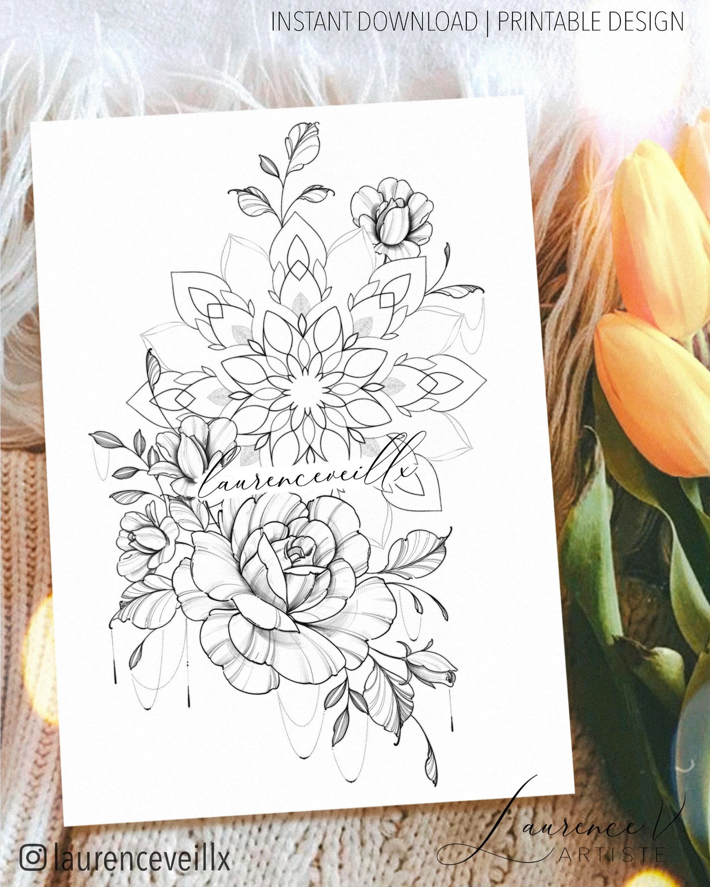 Mandala Roses and Chains - LaurenceVartiste