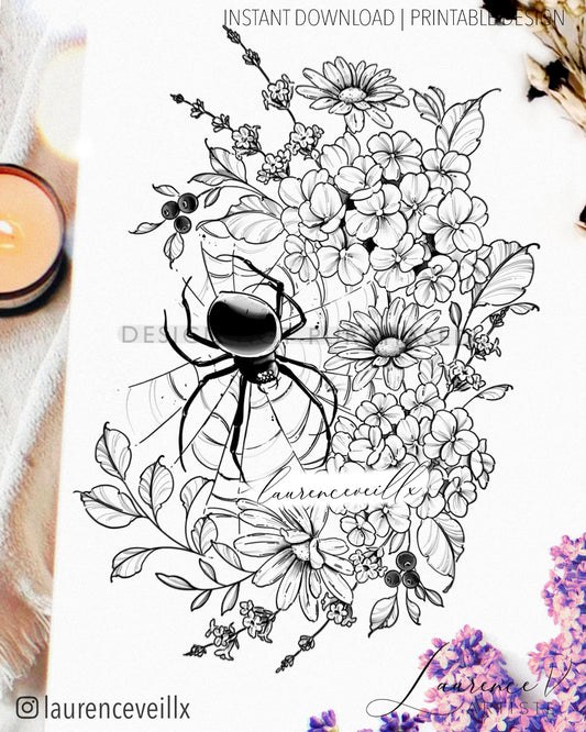 Hydrangeas and Spider - LaurenceVartiste