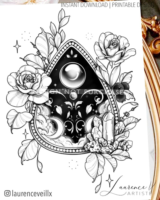 Ouija Planchette Roses and Crystal - LaurenceVartiste