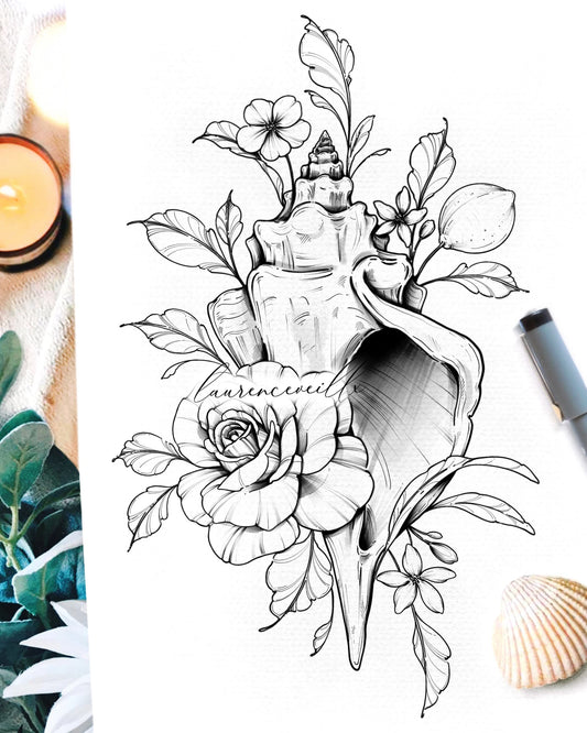 Sea Shell and Rose - LaurenceVartiste